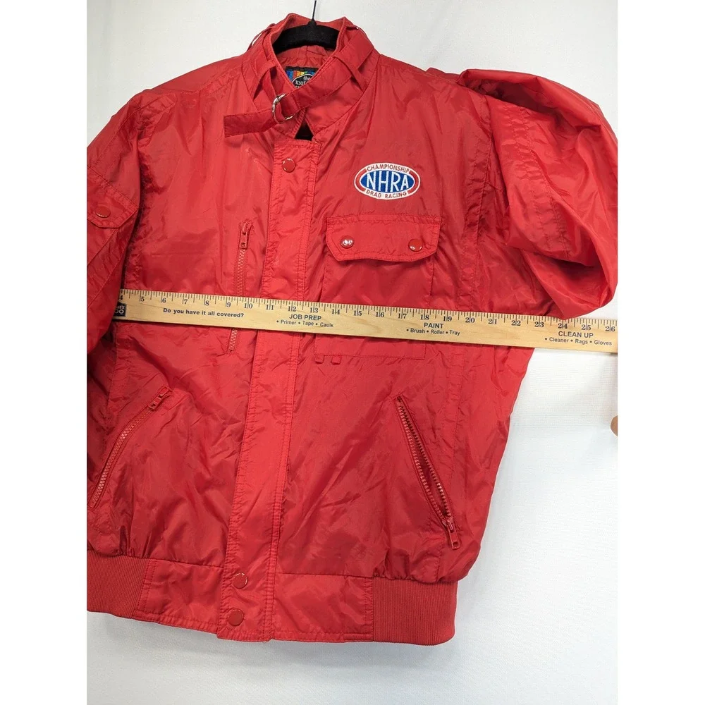 Vintage NHRA Drag Racing Bomber Jacket Red Nylon Windbreaker Mens Medium J10